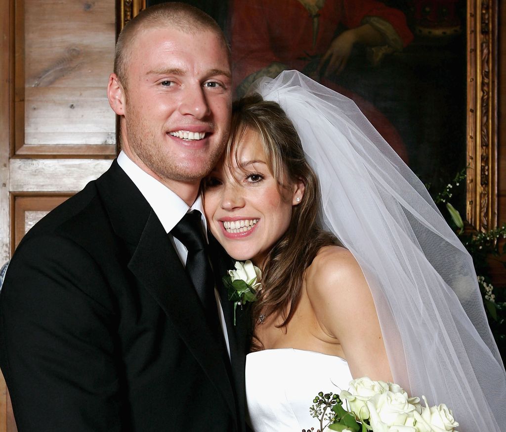 Freddie Flintoff and Rachael Wools on their wedding day
