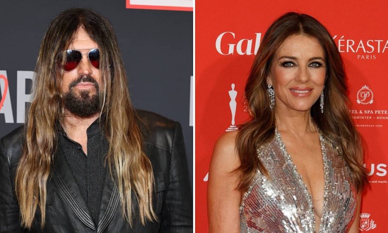 Elizabeth Hurley and Miley Cyrus' dad kiss in surprise photo — and her son Damian's reaction is priceless