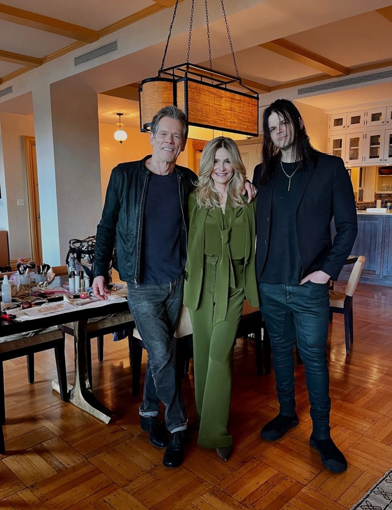Photo shared by Kevin Bacon on Instagram featuring his wife Kyra Sedgwick and son Travis Bacon prior to attending the premiere of his new show The Bondsman on March 31, 2025