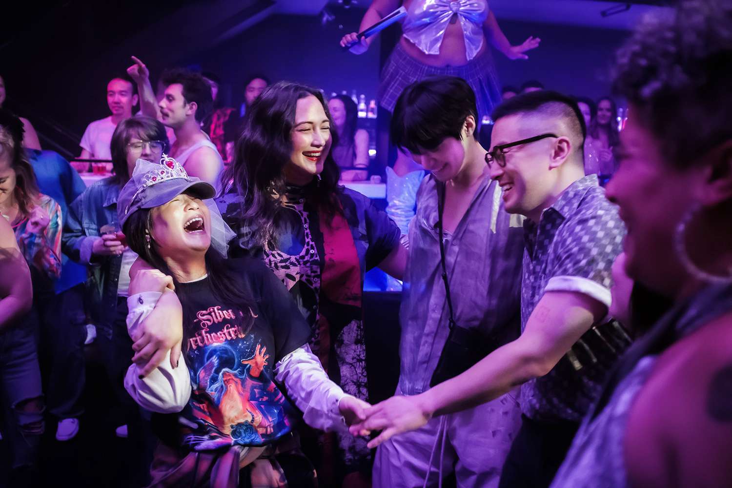 Kelly Marie Tran, Lily Gladstone, Han Gi-chan and Bowen Yang in 'The Wedding Banquet.'