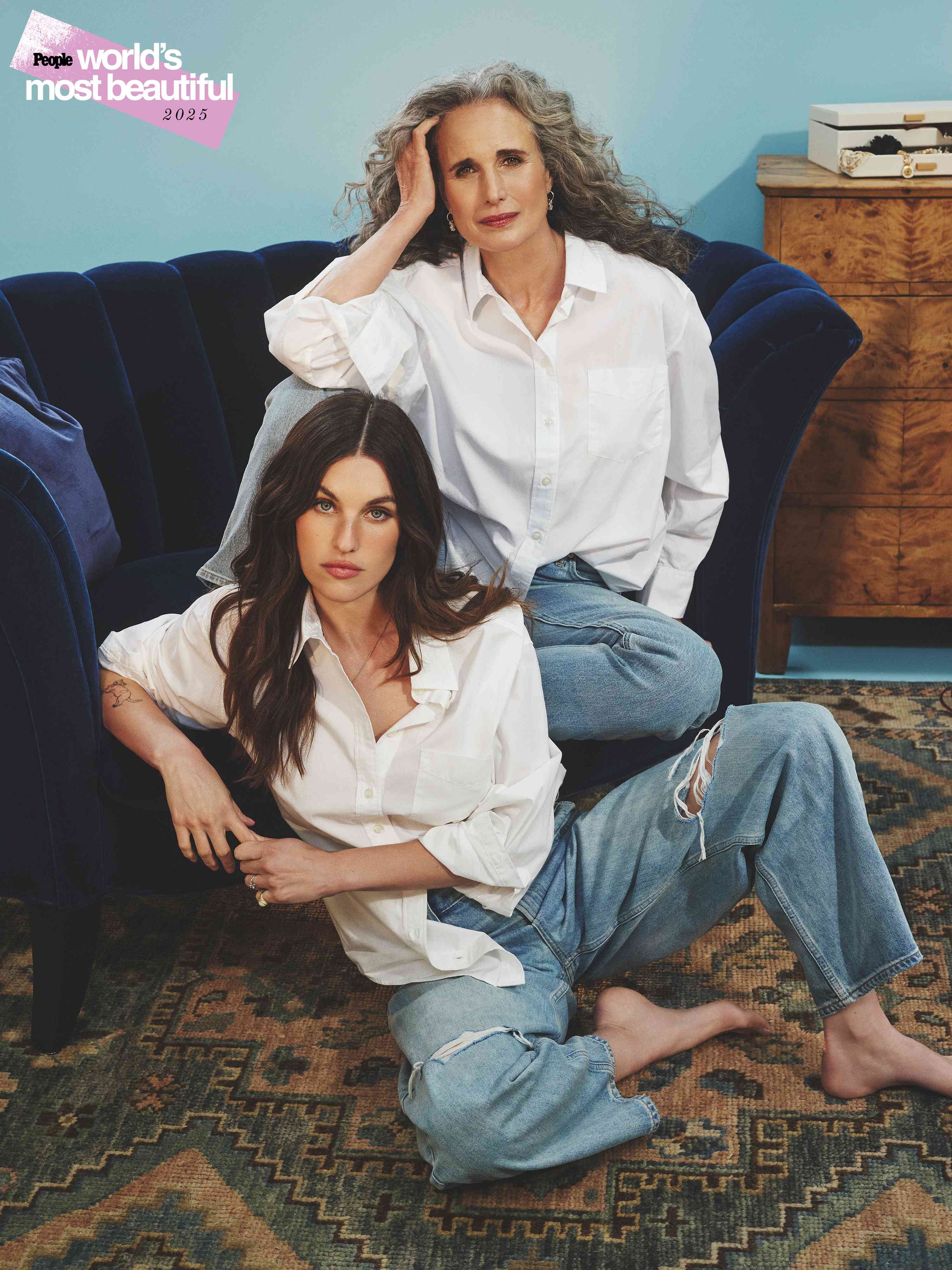 Andie MacDowell and Rainey Qualley photographed at Dust Studios in West Hollywood, CA, on March 31, 2025.