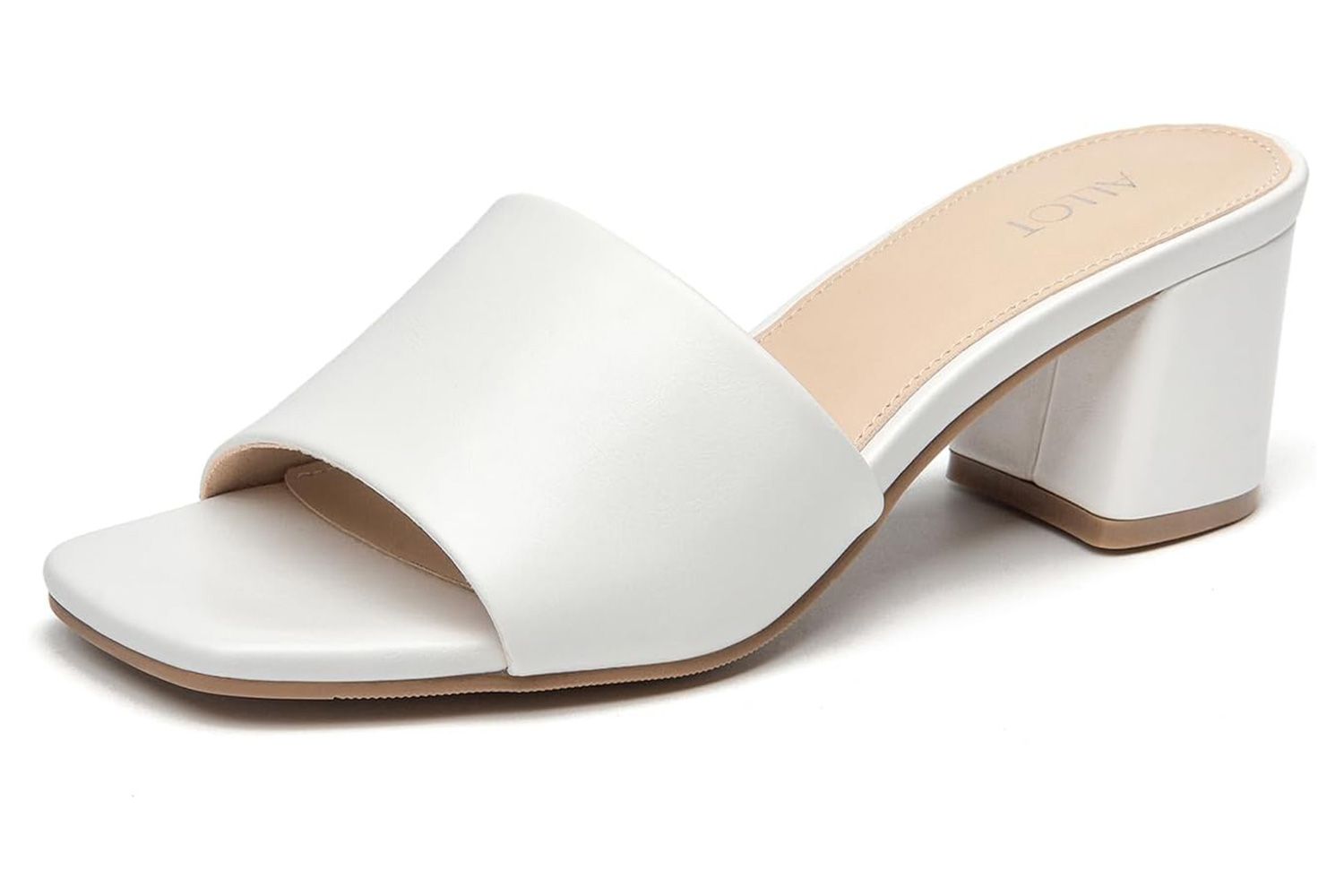 ALLOT Women's Square Toe Heeled Sandals Low Chunky Heel 