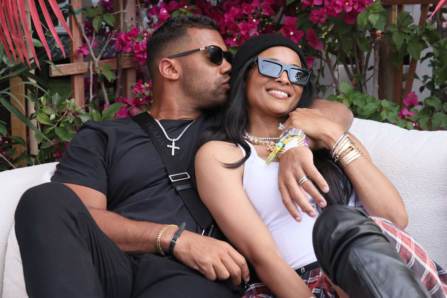 Russell Wilson and Ciara attend YouTube + Coachella 2025 at the Empire Polo Club, on April 13, 2025 in Indio, California