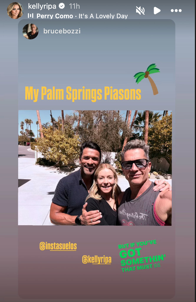 Kelly Ripa looked stunning in a selfie taken in Palm Springs
