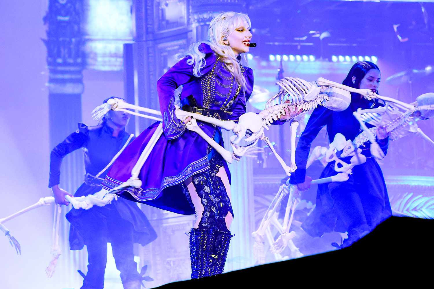 Lady Gaga performs at GNP Seguros Stadium on April 26, 2025 in Mexico City, Mexico