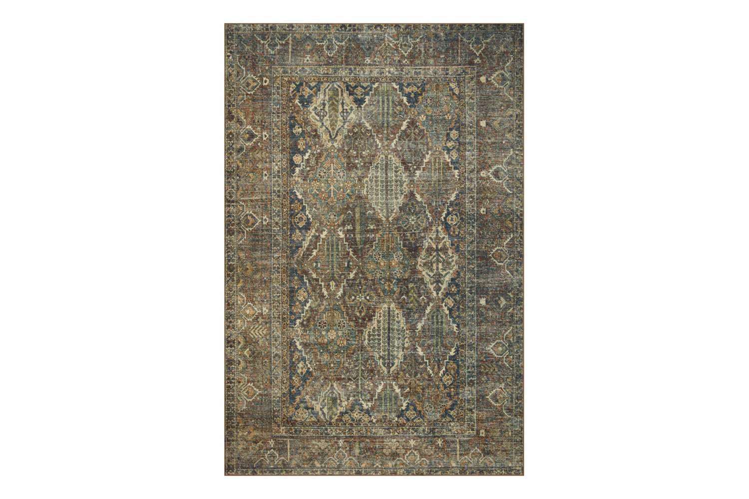 Magnolia Home By Joanna Gaines X Loloi Banks Machine Washable Spice / Blue Area Rug