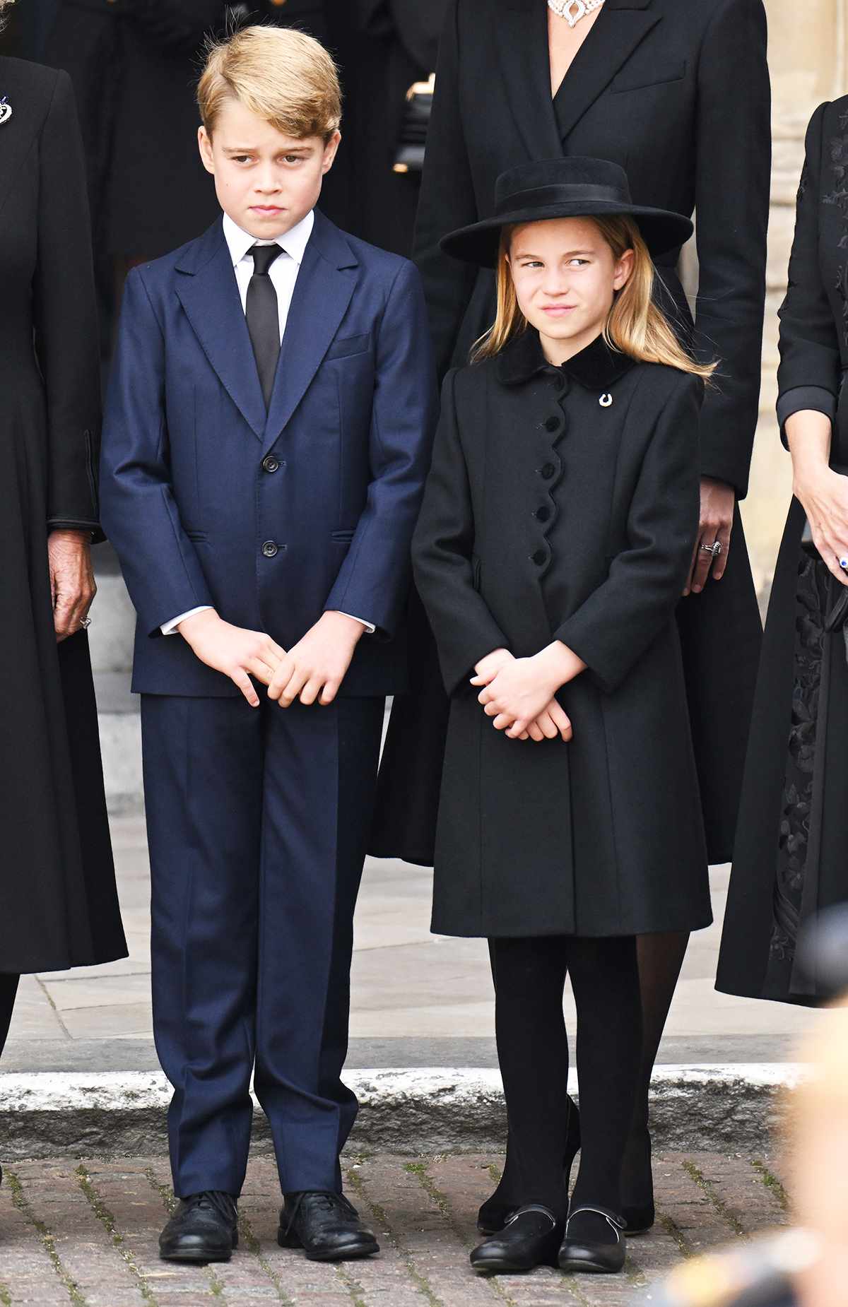 Prince George of Wales and Princess Charlotte of Wales during the State Funeral of Queen Elizabeth II at Westminster Abbey on September 19, 2022 in London, England. Elizabeth Alexandra Mary Windsor was born in Bruton Street, Mayfair, London on 21 April 1926. She married Prince Philip in 1947 and ascended the throne of the United Kingdom and Commonwealth on 6 February 1952 after the death of her Father, King George VI. Queen Elizabeth II died at Balmoral Castle in Scotland on September 8, 2022, and is succeeded by her eldest son, King Charles III. 