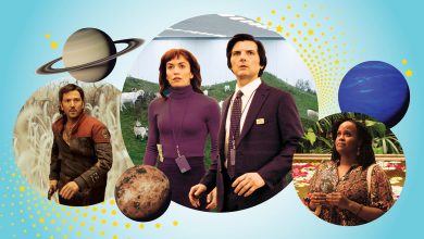 From left: Diego Luna in Andor; Britt Lower and Adam Scott in Severance; and Natasha Rothwell in The White Lotus.