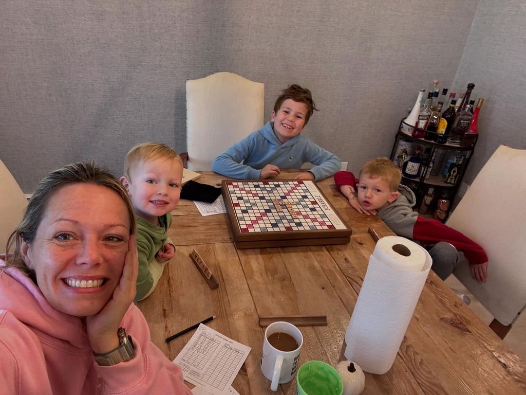 Dylan Dreyer with her sons at home 