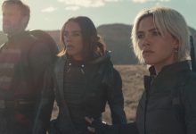 (L-R) John Walker (Wyatt Russell), Ghost (Hannah John-Kamen) and Yelena Belova (Florence Pugh) in Thunderbolts*