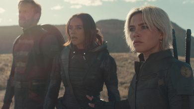 (L-R) John Walker (Wyatt Russell), Ghost (Hannah John-Kamen) and Yelena Belova (Florence Pugh) in Thunderbolts*
