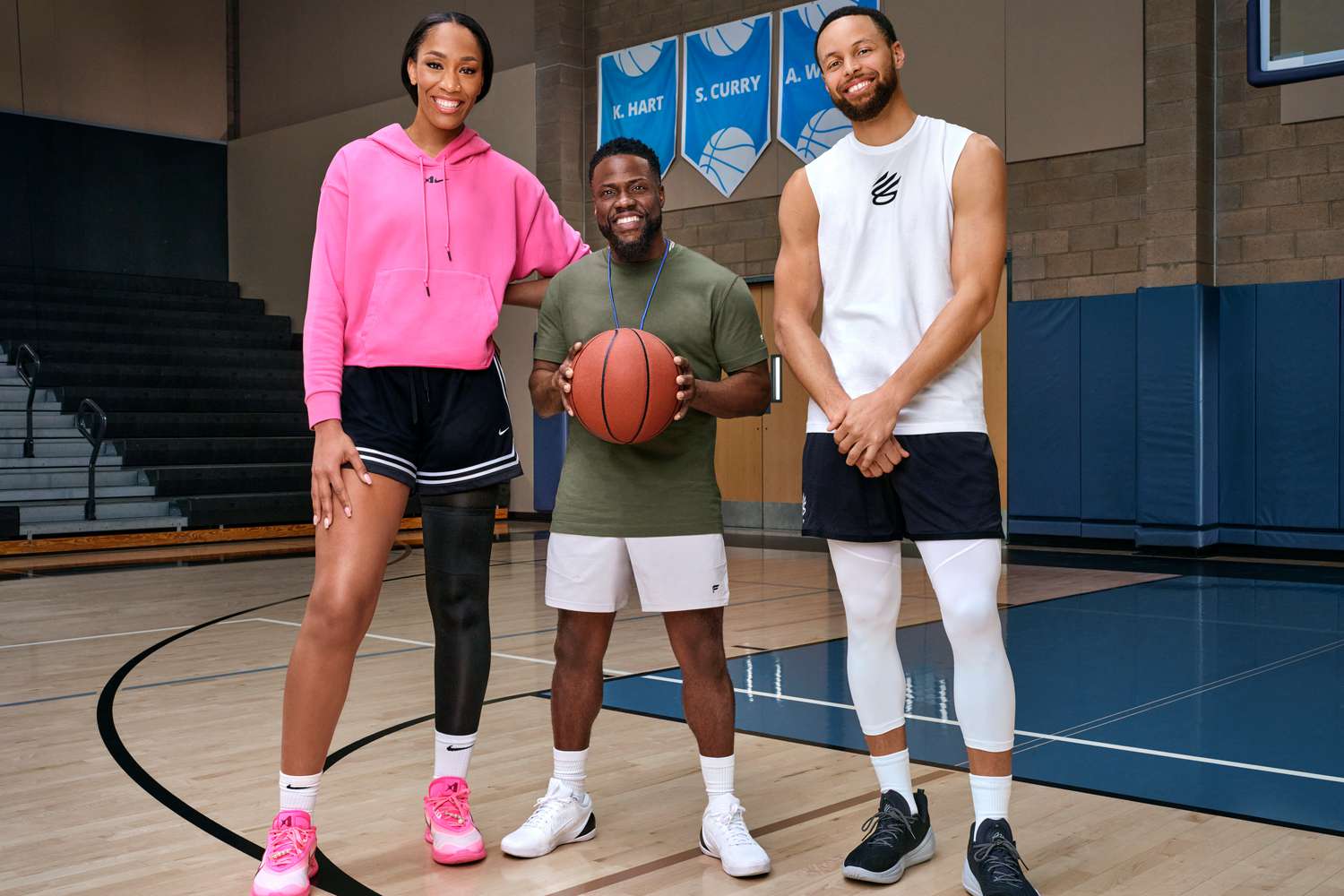 A'ja Wilson, Kevin Hart, and Stephen Curry
