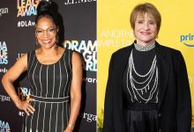 Audra McDonald attends the 2025 Drama League Awards at The Ziegfeld Ballroom on May 16, 2025; Patti LuPone attends the New York screening of