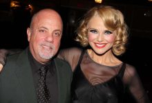 Billy Joel and Christie Brinkley pose backstage at the long running hit musical