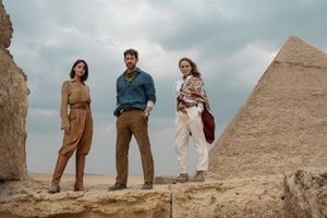 Eiza González, John Krasinski and Natalie Portman in 'Fountain of Youth.'