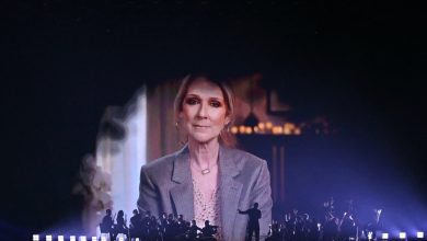 screen shows Canadian singer Celine Dion giving a recorded message during the first semi-final of the Eurovision Song Contest 2025, at the St. Jakobshalle arena in Basel on May 13, 2025. (Photo by SEBASTIEN BOZON / AFP) (Photo by SEBASTIEN BOZON/AFP via Getty Images)