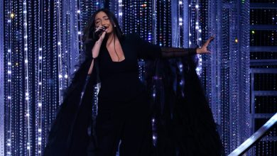 BASEL, SWITZERLAND - MAY 17: Yuval Raphael representing Israel performs on stage during the Grand Final of the 69th Eurovision Song Contest Opening Ceremony at St. Jakobshalle on May 17, 2025 in Basel, Switzerland. (Photo by Sebastian Reuter/Getty Images)