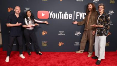 Sean Evans, Michelle Khare, Rhett McLaughlin and Link Neal attend the YouTube FYC event at Pacific Design Center on May 18 in West Hollywood.