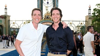 Oliver Phelps and James Phelps attend the grand opening of Universal Epic Universe on May 21 in Orlando, Florida.