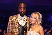 Shaboozey, Megan Moroney at the 2025 American Music Awards held at the Fontainebleau Las Vegas on May 26, 2025 in Las Vegas, Nevada.