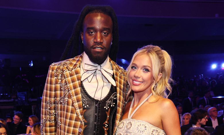 Shaboozey, Megan Moroney at the 2025 American Music Awards held at the Fontainebleau Las Vegas on May 26, 2025 in Las Vegas, Nevada.