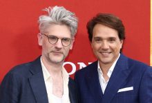Jonathan Entwistle and Ralph Macchio attend the Karate Kid: Legends Premiere at SVA Theater on May 27, 2025 in New York City.