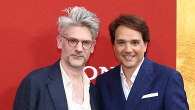 Jonathan Entwistle and Ralph Macchio attend the Karate Kid: Legends Premiere at SVA Theater on May 27, 2025 in New York City.