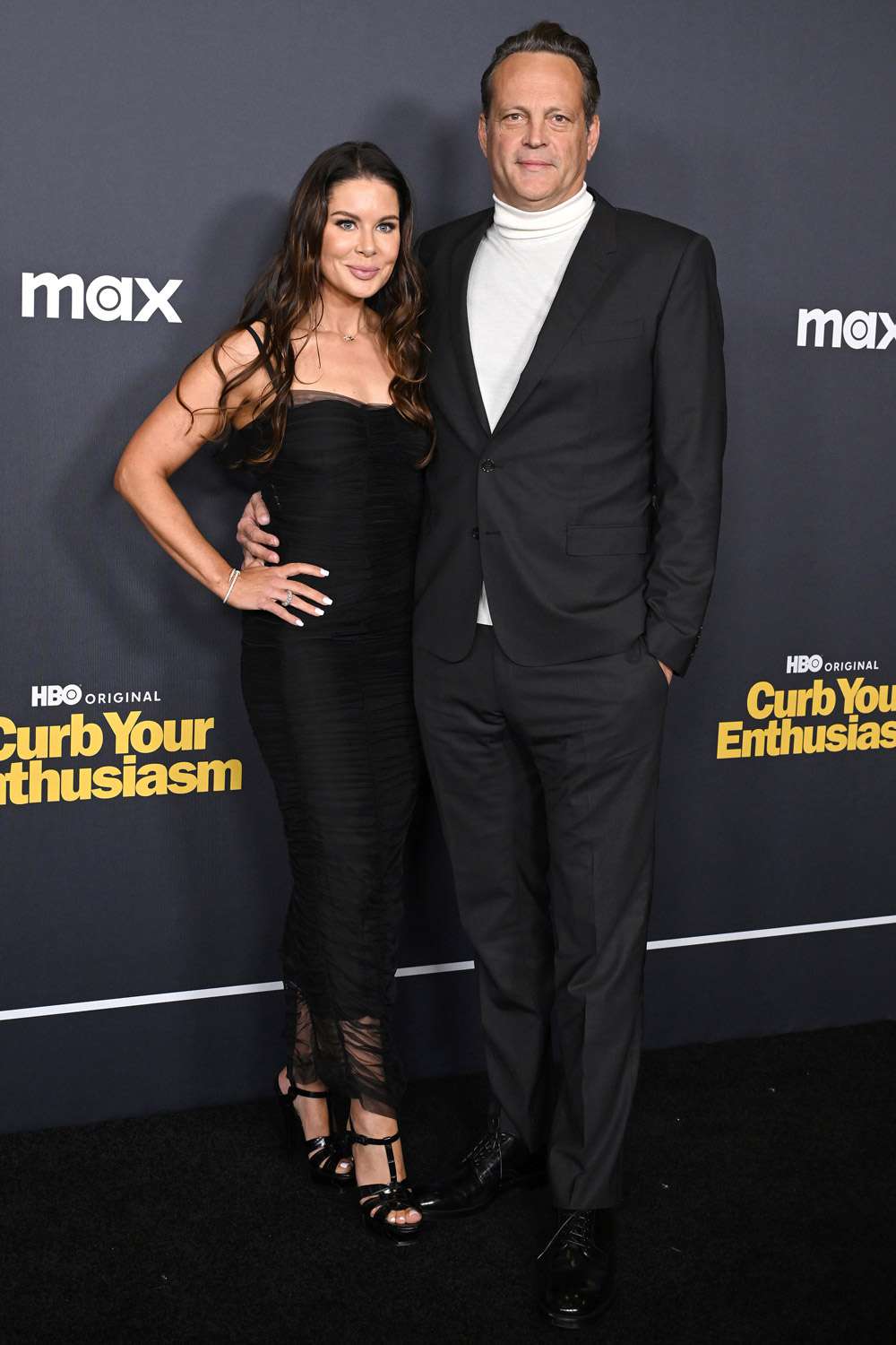Kyla Weber and Vince Vaughn attend the Los Angeles Premiere of HBO's "Curb Your Enthusiasm" Season 12 at Directors Guild Of America on January 30, 2024 in Los Angeles, California.