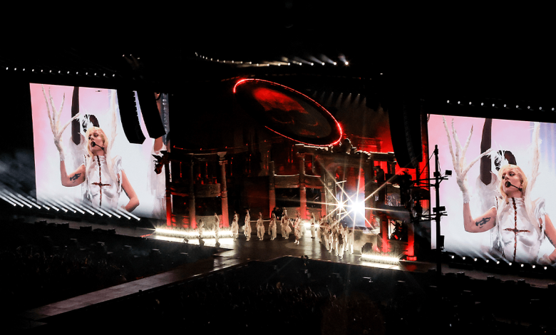 Lady Gaga performs during a massive free show at Copacabana Beach on May 3, 2025, in Rio de Janeiro, Brazil.