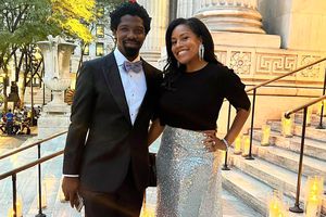 Sheinelle Jones and husband Uche Ojeh at a friends' wedding in September 2022 in New York City.