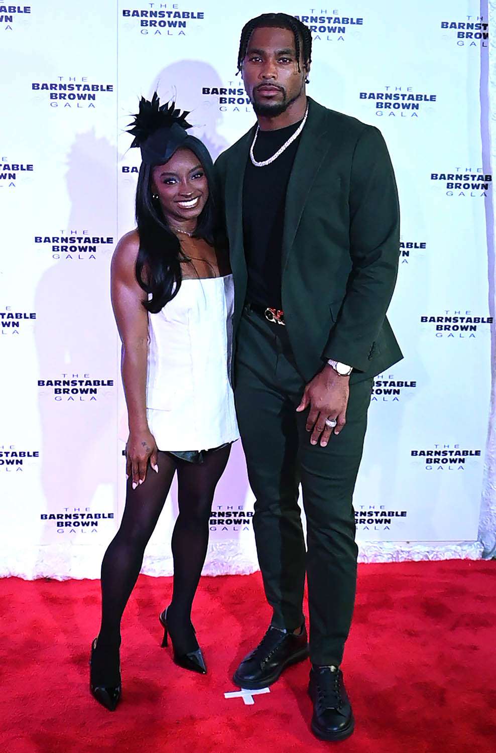 Simone Biles and Jonathan Owens attend the Barnstable Brown Gala during the 151st Kentucky Derby at Barnstable Brown House on May 02, 2025 in Louisville, Kentucky.