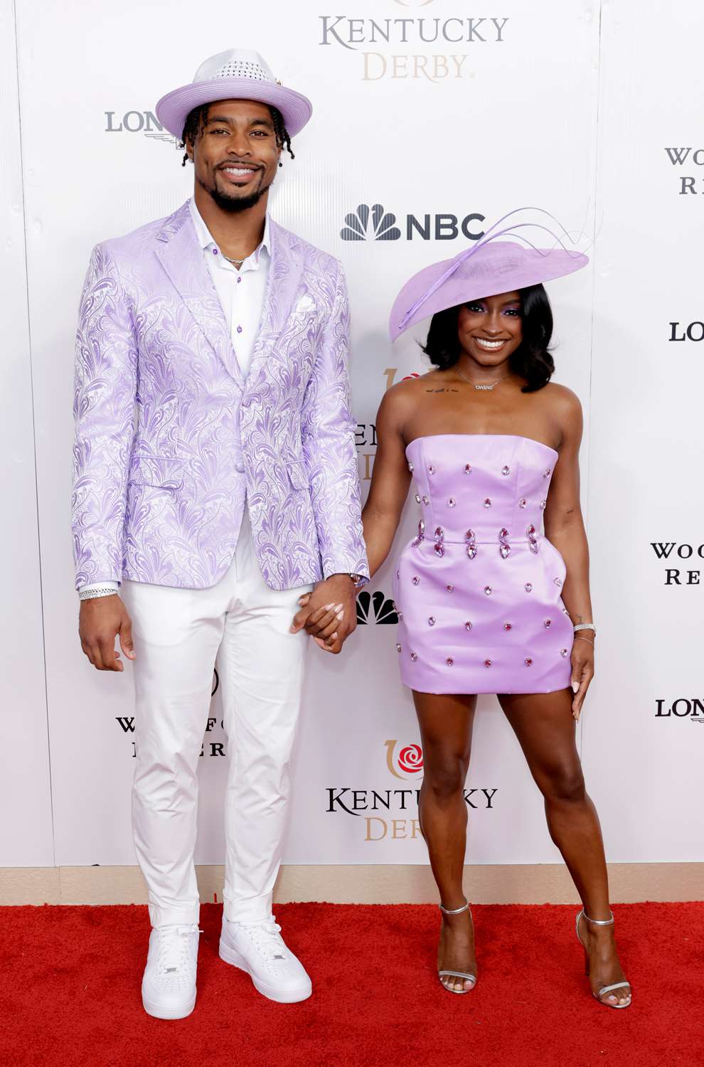  Jonathan Owens and Simone Biles attend Kentucky Derby 151 at Churchill Downs on May 03, 2025 in Louisville, Kentucky