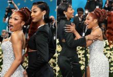 Megan Thee Stallion's Epic Hair Flip Leads to a Can't Miss Interaction with Angel Reese on the 2025 Met Gala Red Carpet