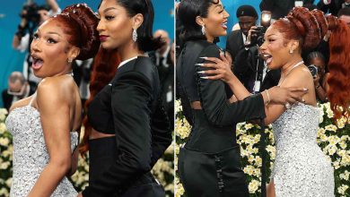 Megan Thee Stallion's Epic Hair Flip Leads to a Can't Miss Interaction with Angel Reese on the 2025 Met Gala Red Carpet