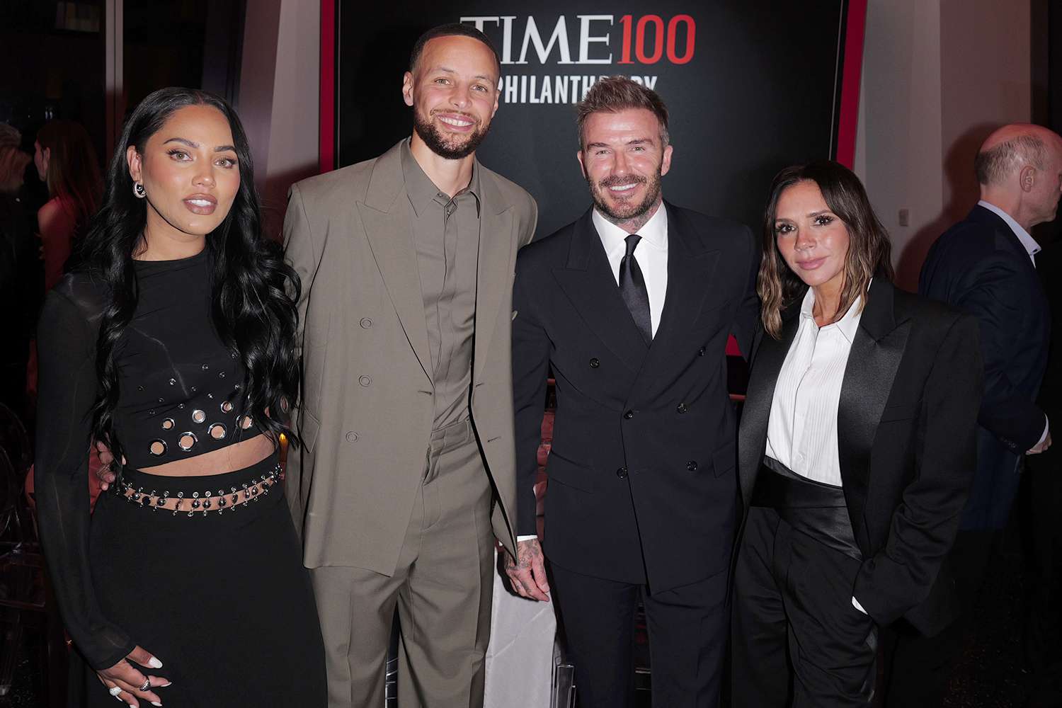 Ayesha Curry, Stephen Curry, David Beckham and Victoria Beckham attend TIME100 Impact Dinner: Leaders Shaping the Future of Philanthropy