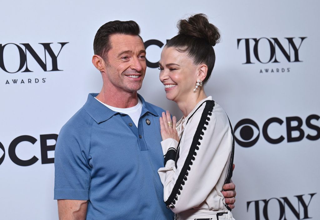 Nominees Hugh Jackman and Sutton Foster attend the 2022 Tony Awards Meet The Nominees press event in New York, on May 12, 2022.