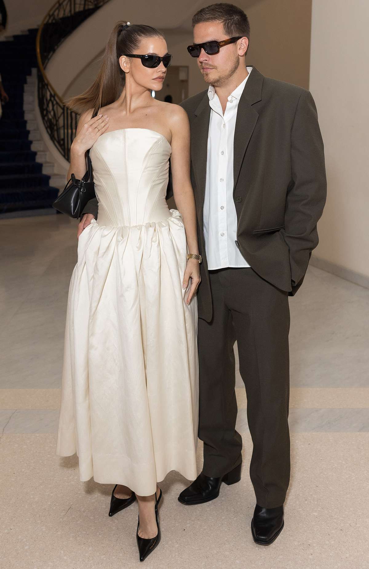 Barbara Palvin and Dylan Sprouse are seen at the Hotel Martinez during day seven of the 78th Cannes Film Festival