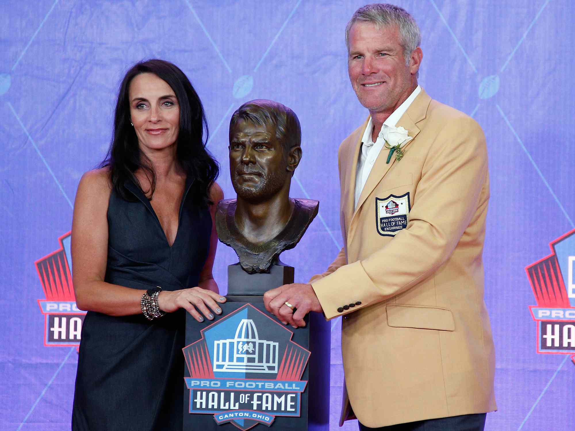 Brett Favre and Deanna Favre during the NFL Hall of Fame Enshrinement Ceremony on August 6, 2016 in Canton, Ohio. 