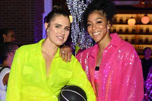 Anna Petrakova and host Candace Parker attend Candace Parkerâs Ace All-Star Party