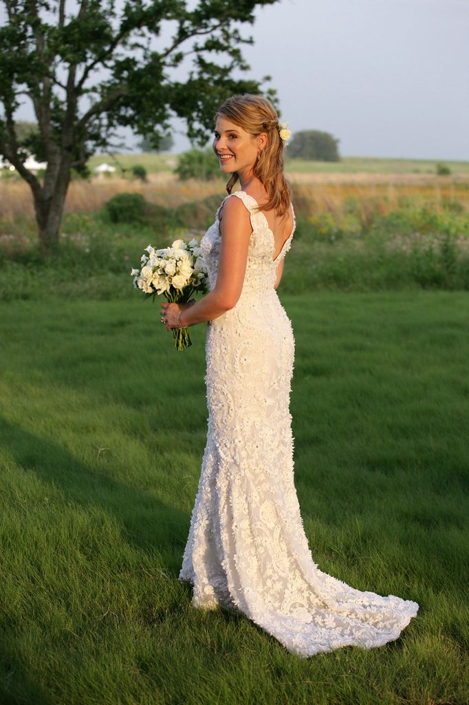 In this handout image provided by the White House, Jenna Bush poses for a photographer prior to her wedding to Henry Hager at Prairie Chapel Ranch May 10, 2008 near Crawford, Texas.