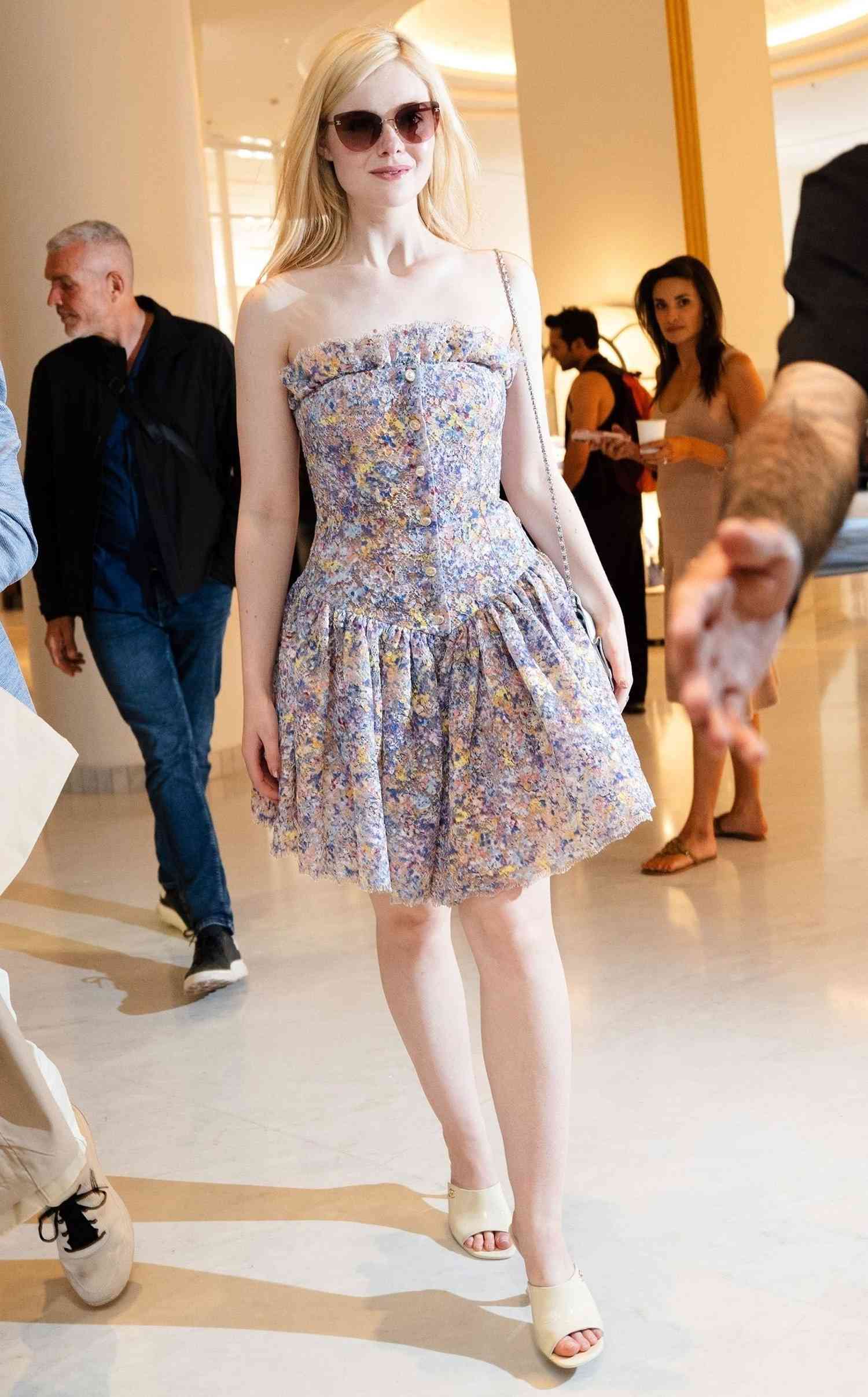 Elle Fanning is seen arriving at the Martinez Hotel during the Cannes Film Festival.