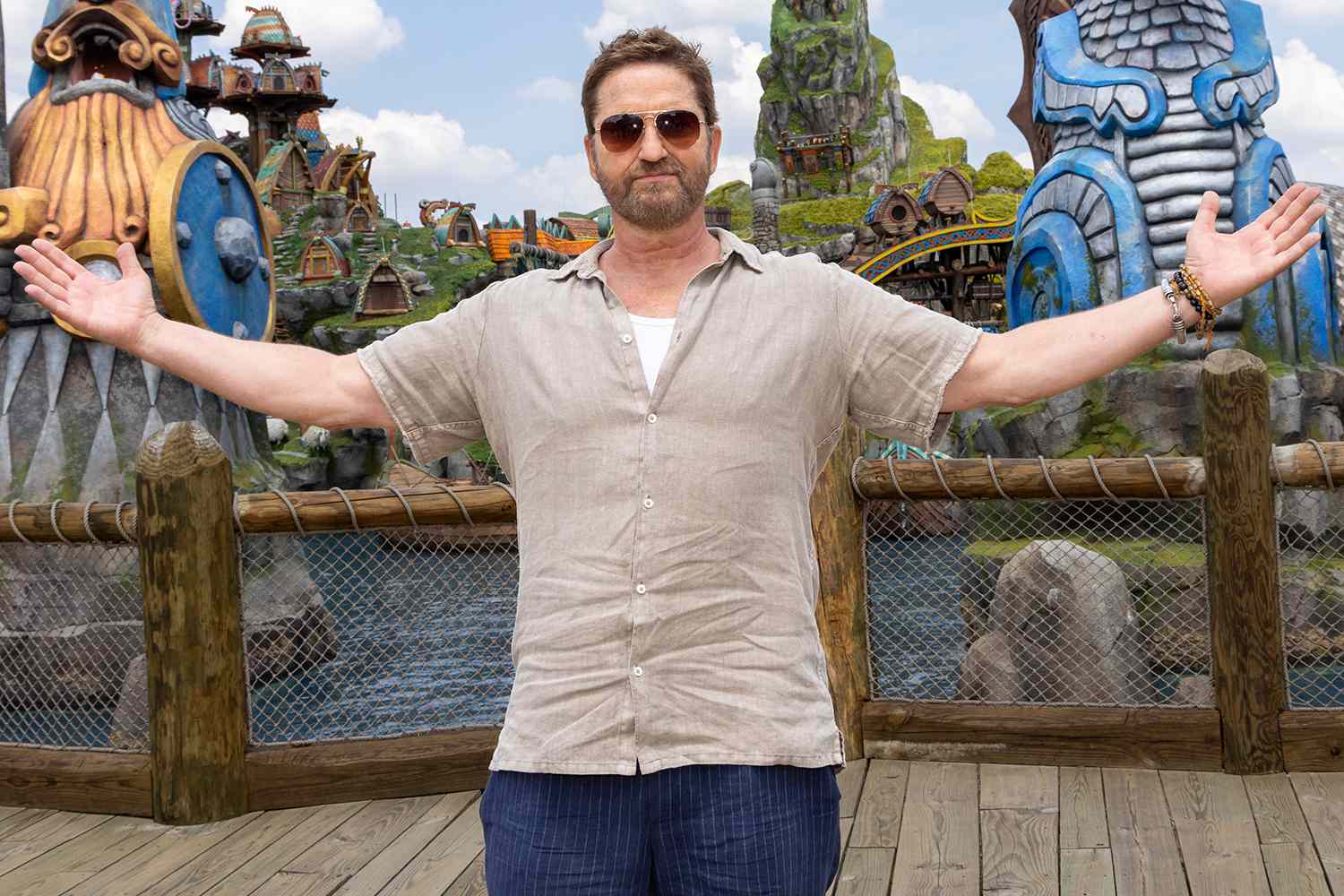 Gerard Butler of Universal Pictures' live-action How to Train Your Dragon cast at Universal Epic Universe