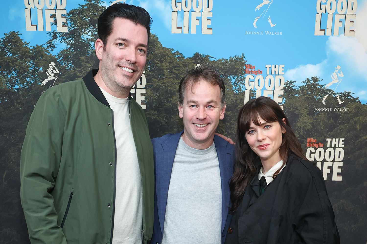 Jonathan Scott, Mike Birbiglia and Zooey Deschanel attend Mike Birbiglia's LA premiere of "The Good Life"