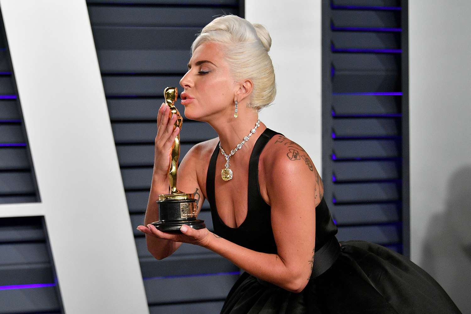 Lady Gaga, winner of the Music (Original Song) award for 'Shallow' from 'A Star Is Born,' attends the 2019 Vanity Fair Oscar Party hosted by Radhika Jones at Wallis Annenberg Center for the Performing Arts on February 24, 2019 in Beverly Hills, California.