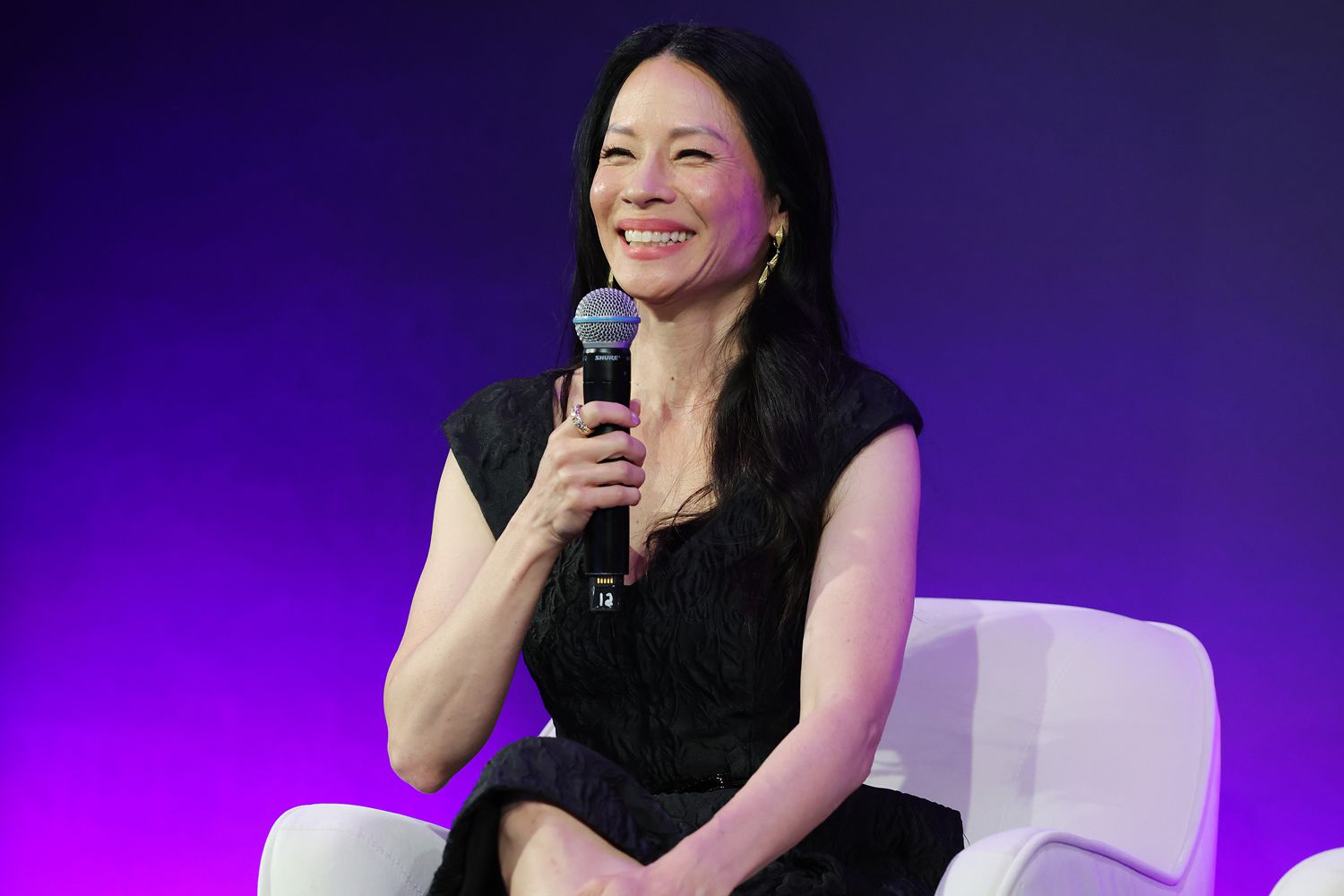 Lucy Liu speaks onstage during the TAAF Heritage Month Summit and Celebration on May 21, 2025 in New York 