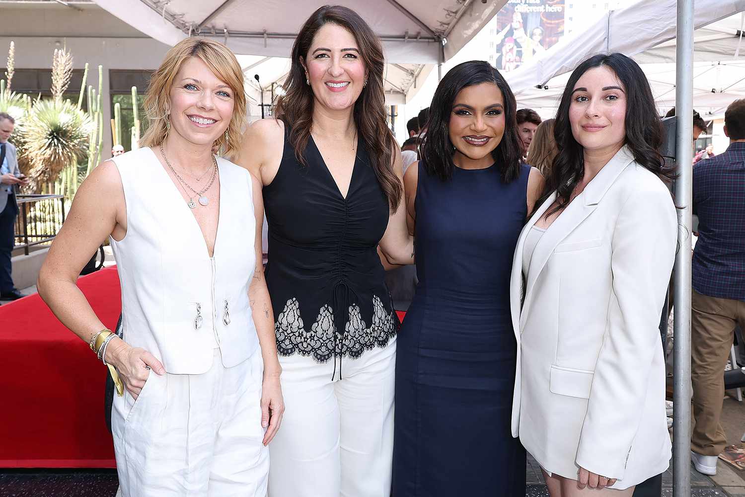 Mary Elizabeth Ellis, D'Arcy Carden, Mindy Kaling, Lilah Richcreek Estrada at the star ceremony where Michael Schur is honored with a star on the Hollywood Walk of Fame