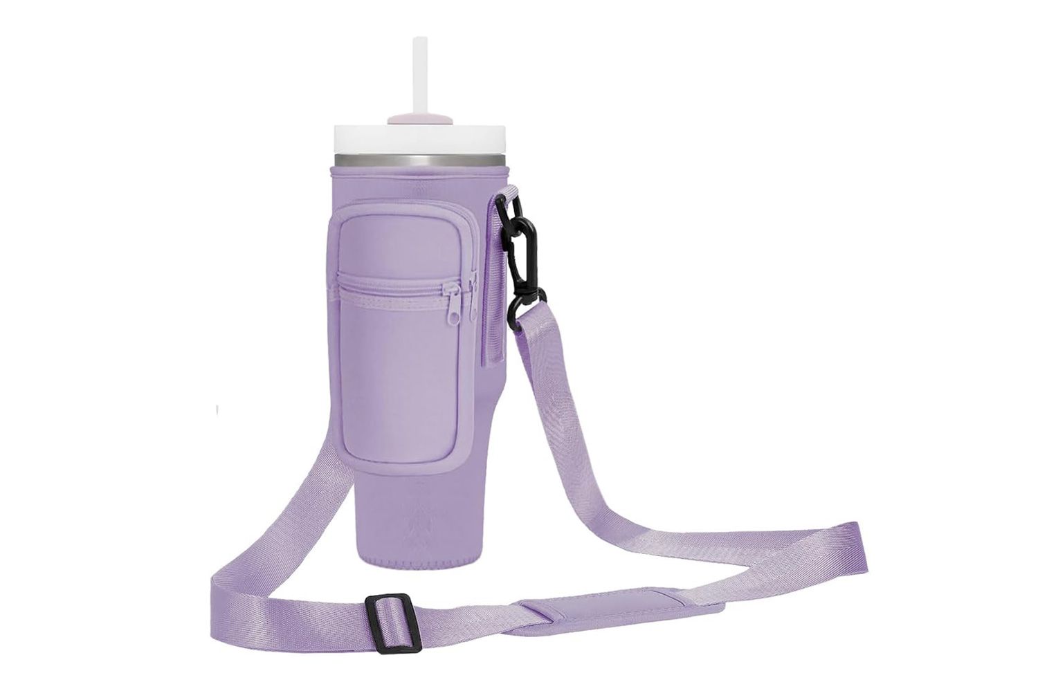 Cup holder with a strap and pocket design