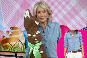 Martha Stewart luvamia Denim Shirt Women Chambray Jean Western and Martha Stewart with a chocolate easter bunny