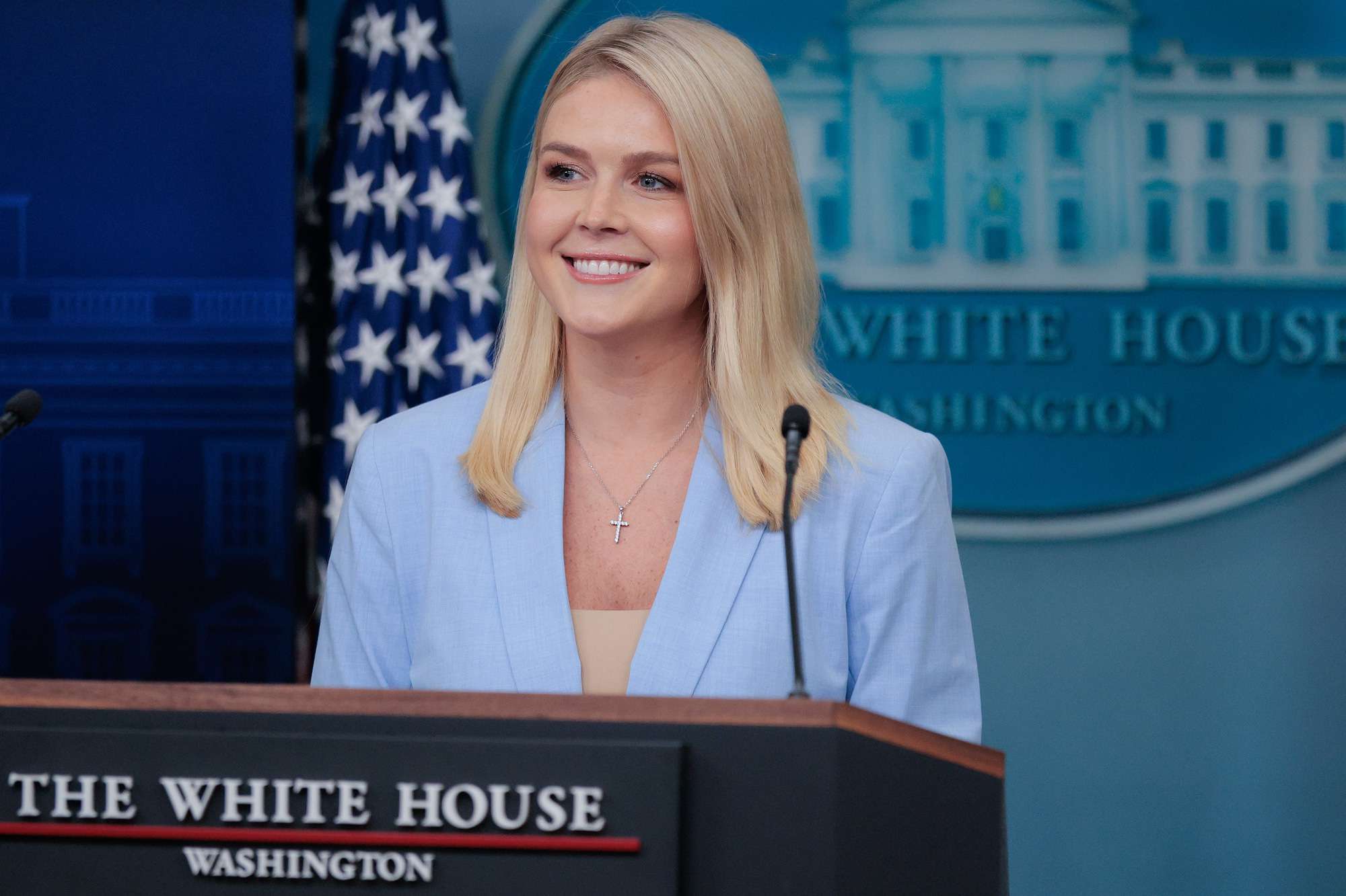 White House Press Secretary Karoline Leavitt addresses reporters on May 9