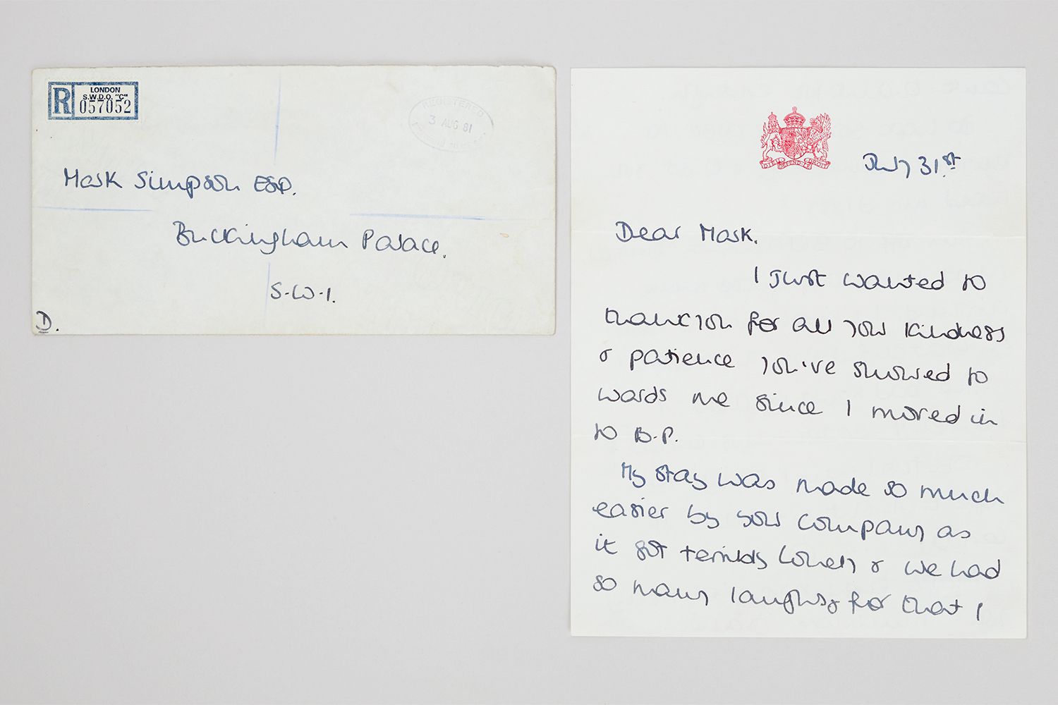Princess Diana's Letter to a Buckingham Palace Footman